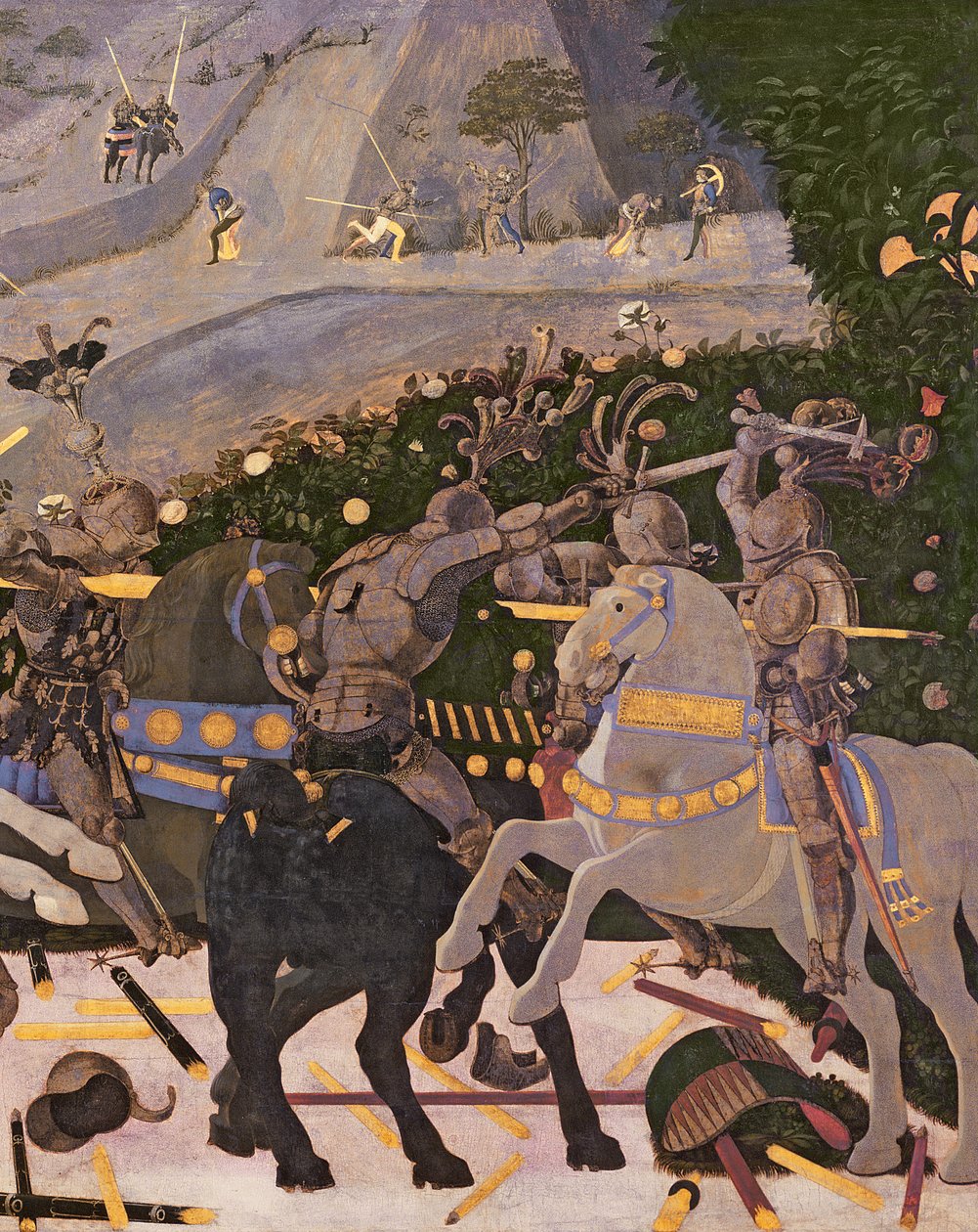 San Romanon taistelu, tempera n. 1450-60 paneelin yksityiskohdassa 30690 tekijältä Paolo Uccello