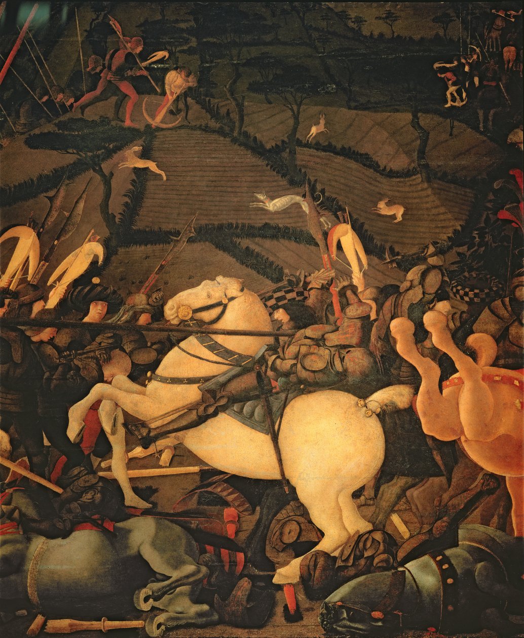San Romanon taistelu vuonna 1432, noin 1456 (tempera paneelissa) (katso myös 162335 ja 31574) tekijältä Paolo Uccello