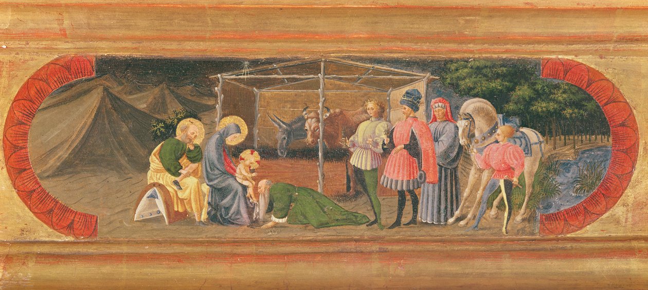 Quarata Predella, joka kuvaa Maagien palvontaa, 1435-40 (tempera paneelissa) tekijältä Paolo Uccello