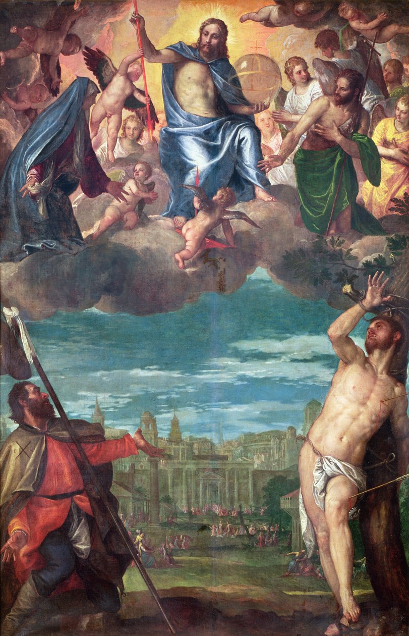 Kristus pysäyttää ruton Neitsyt, St. Roccon ja Pyhän Sebastianin rukouksilla tekijältä Paolo Veronese