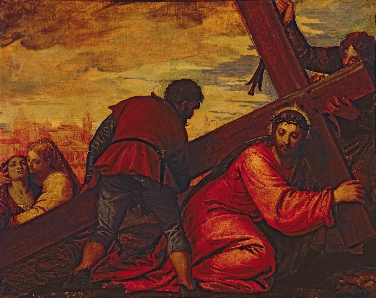 Kristus uppoamassa ristin painon alla tekijältä Paolo Veronese
