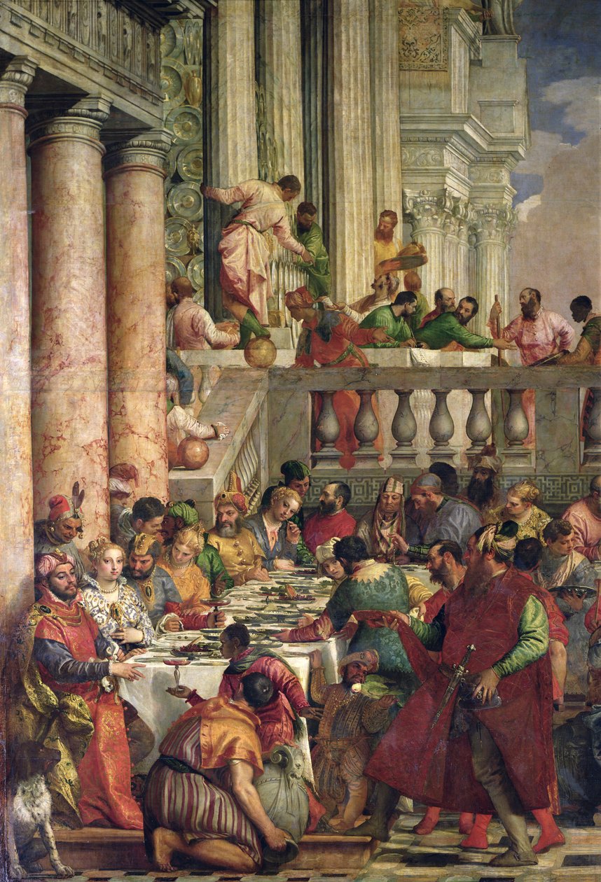 Kaanan hääjuhla, yksityiskohta vasemmasta reunasta, n. 1562 tekijältä Paolo Veronese