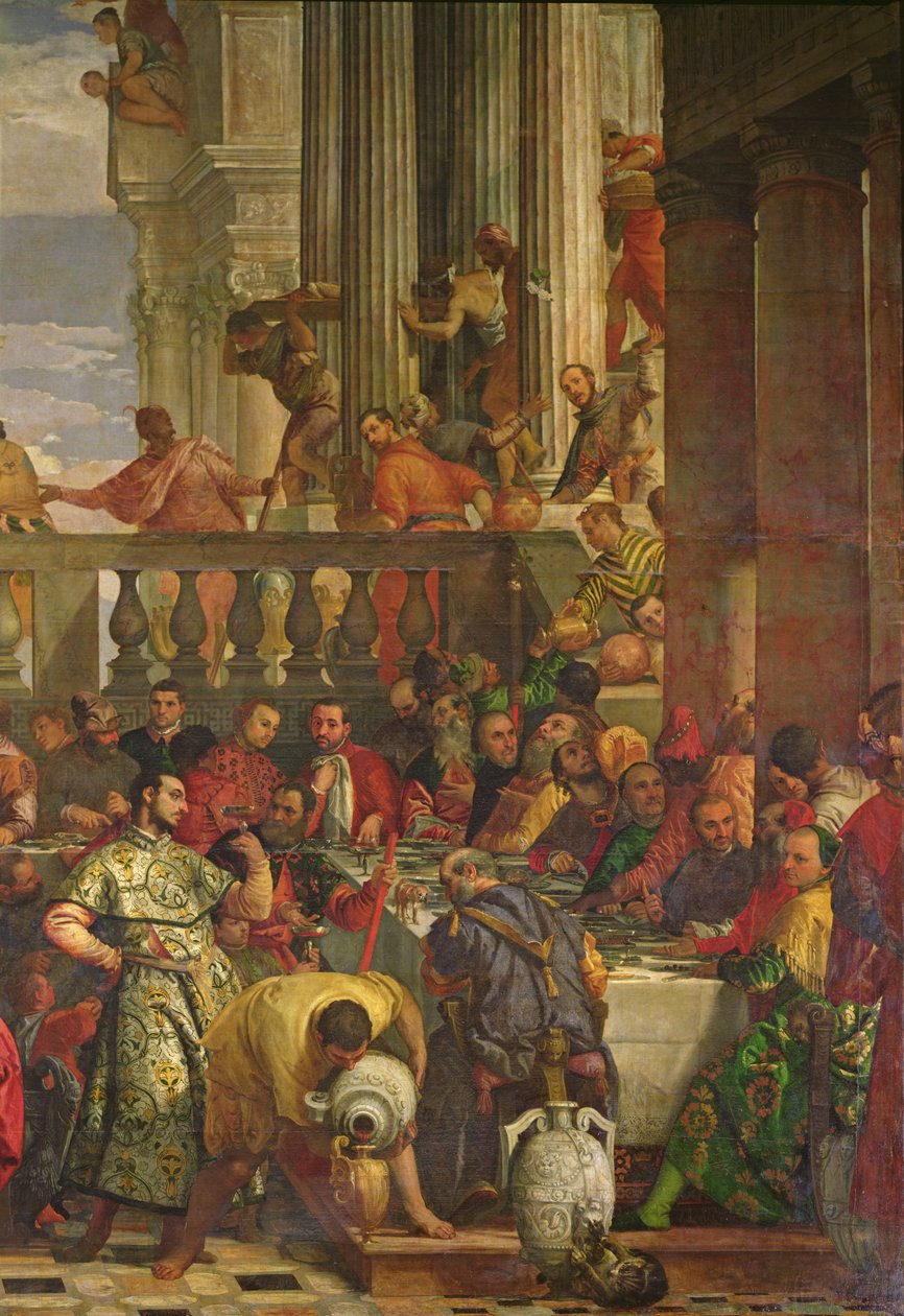 Kaanan hääjuhla, yksityiskohta oikeasta, n. 1562 tekijältä Paolo Veronese