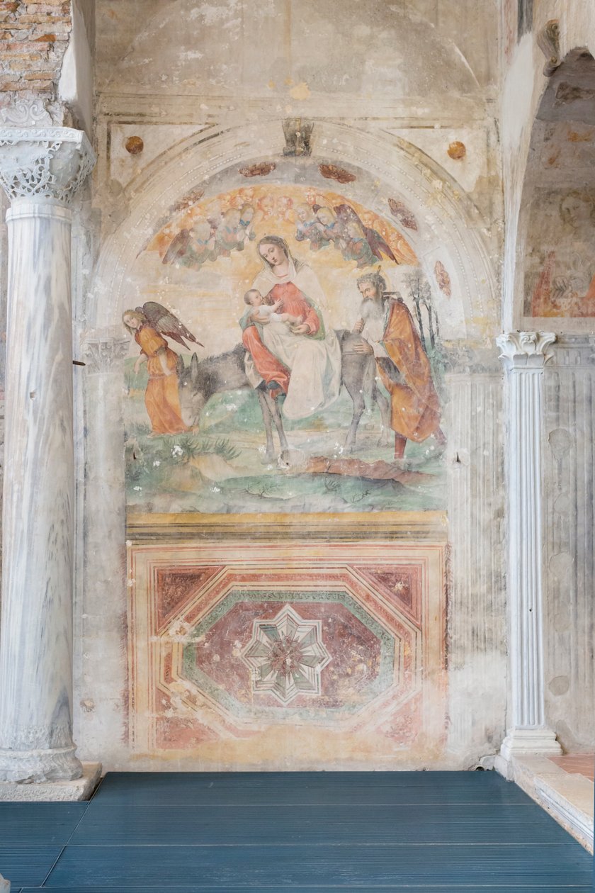 Fresko varhaiskeskiaikaisesta San Salvatoren kirkosta, Santa Giulian museokompleksi, Brescia (fresko) tekijältä Paolo Caylina