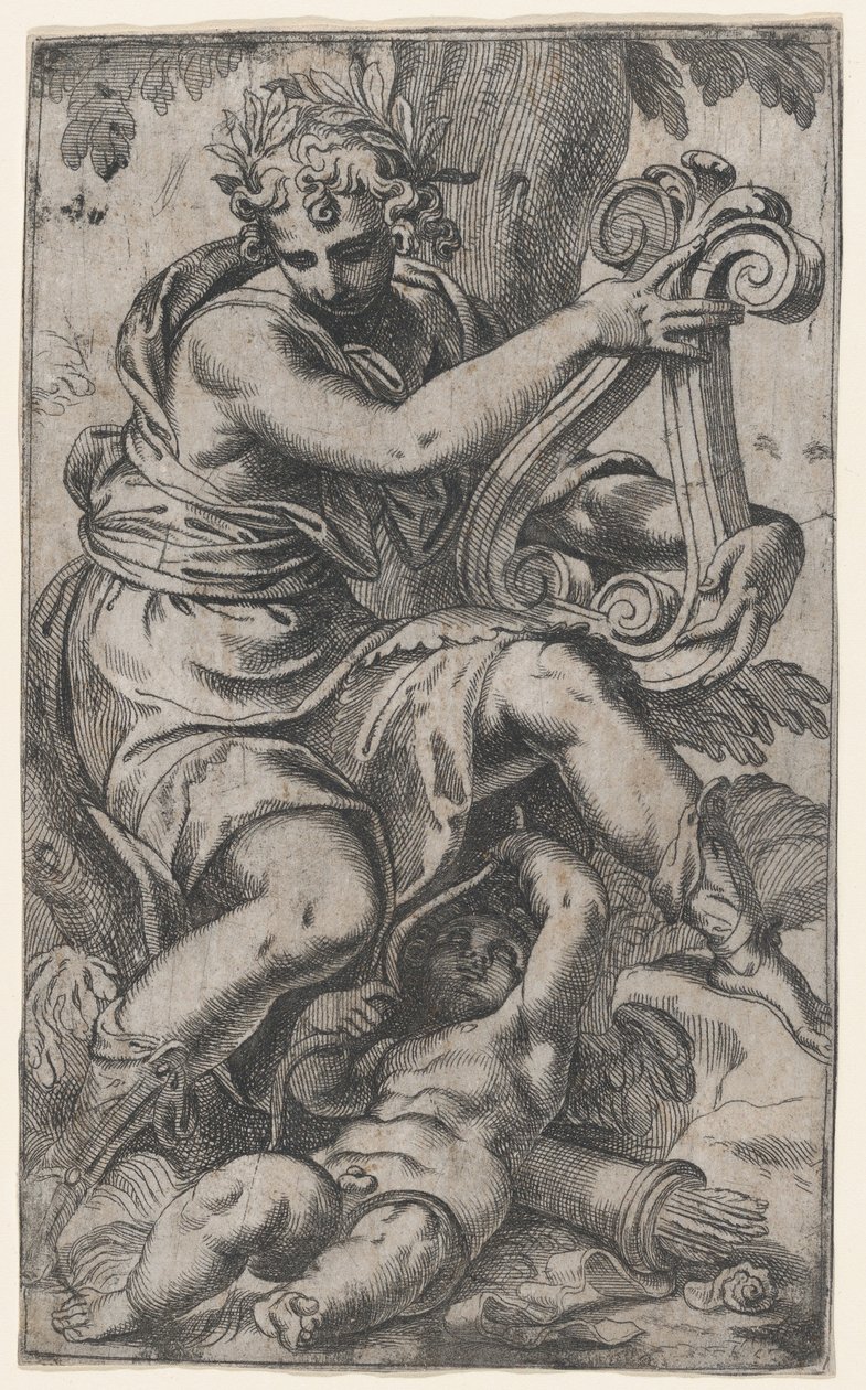Cupid ja Apollo lyyran kanssa, n. 1568, n. 1568. tekijältä Paolo Farinati
