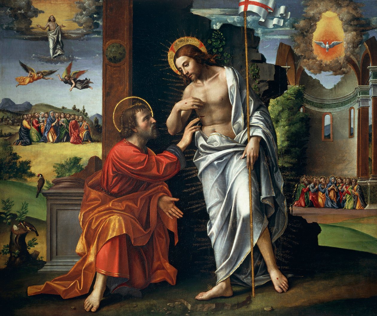 Kristus ja epäilevä Tuomas, Paolo Cavazzola (1486-1522) tekijältä Paolo Morando Cavazzola
