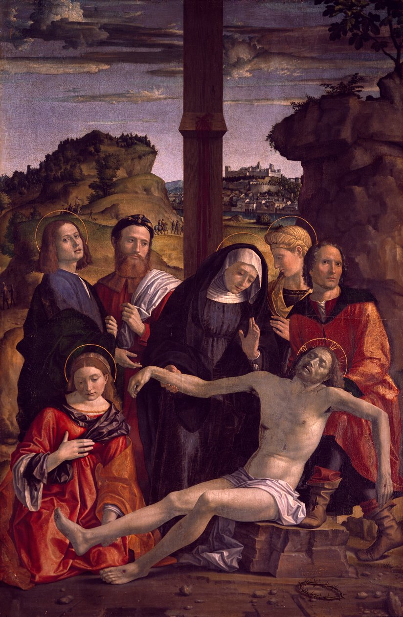 Kristuksen laskeuma, yksityiskohta Paolo Cavazzolan (1486-1522) Polyptych of Passionista tekijältä Paolo Morando Cavazzola