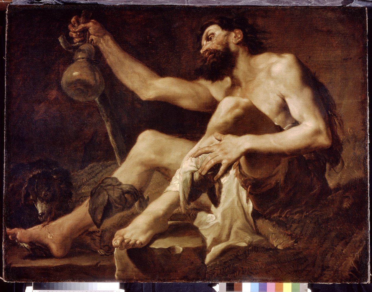 Lasarus onnettomana kerjäläisenä. (Lazarus köyhänä kerjäläisenä). Paolo Paganin (1660-1716) maalaus öljy kankaalle tekijältä Paolo Pagani