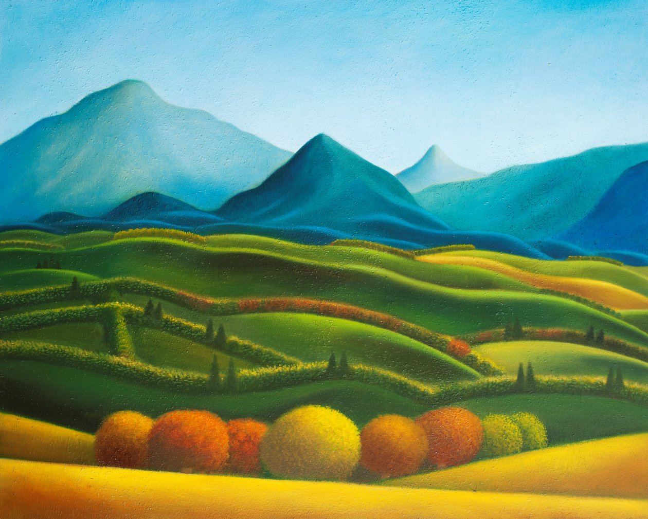 Paysage n°3: Allegro Pastorale, 2019 (öljy puupaneelille) tekijältä Paolo Perfranceschi