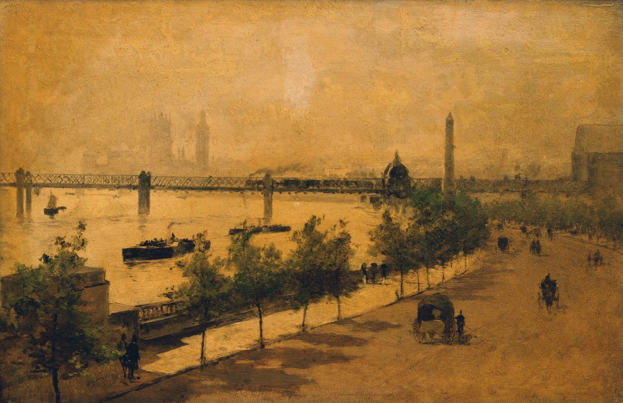 Thames Embankment, Lontoo (öljy paneelissa) tekijältä Paolo Sala