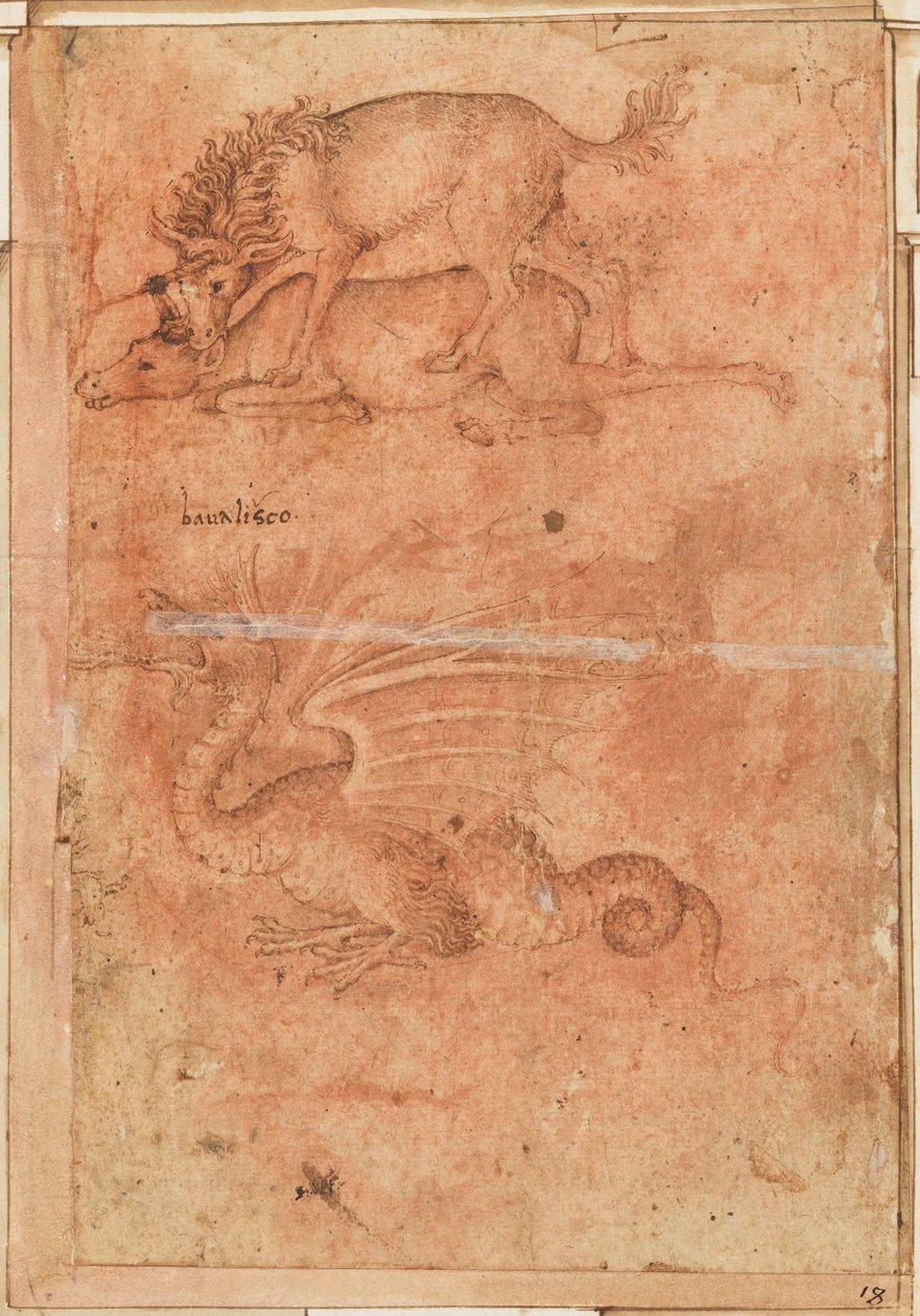 Ein Einhorn tötet eine Hirschkuh und einen Drachen tekijältä Paolo Uccello
