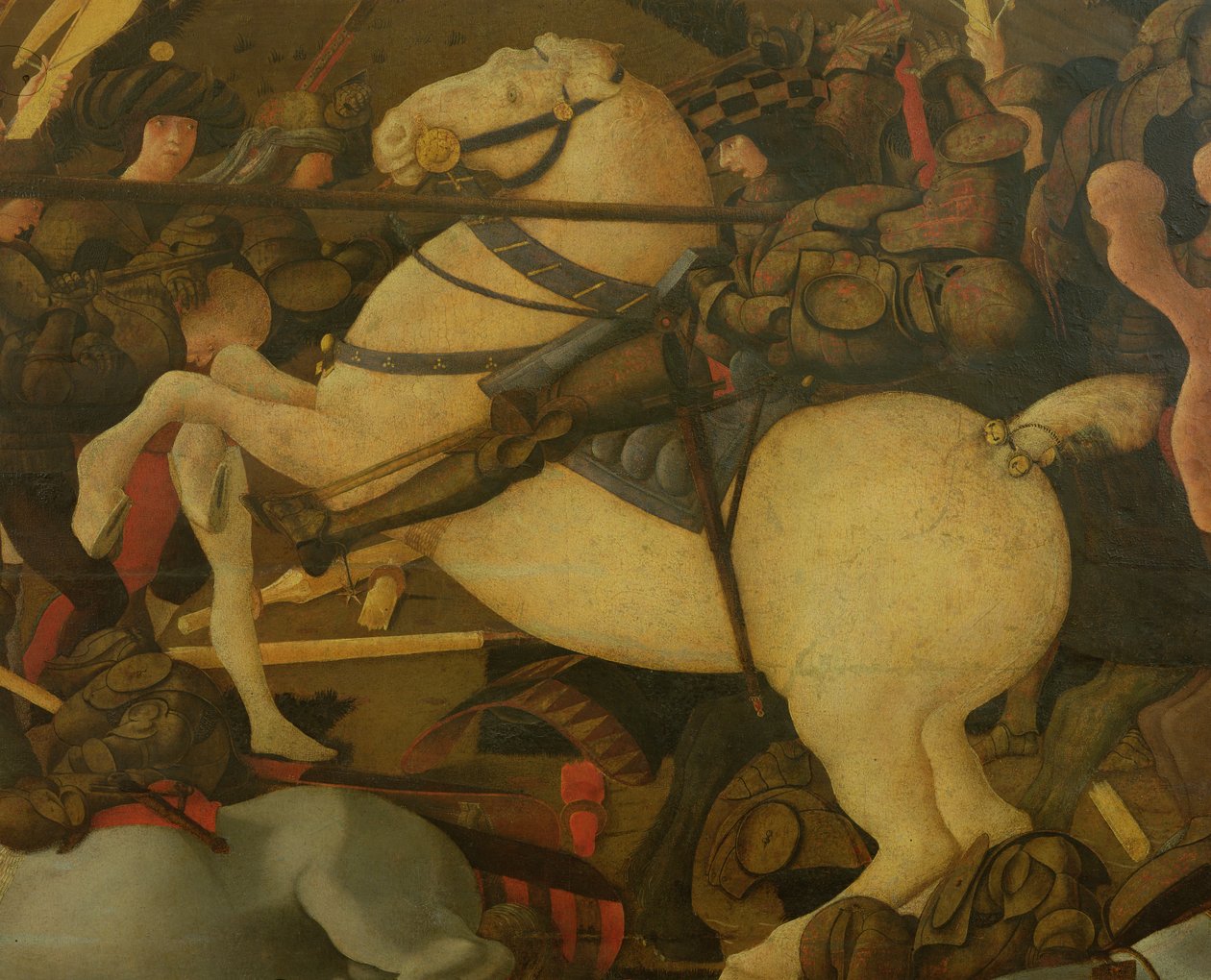 Yksityiskohta Niccolo da Tolentinosta, San Romanon taistelusta vuonna 1432, n. 1456 (tempera paneelissa) tekijältä Paolo Uccello