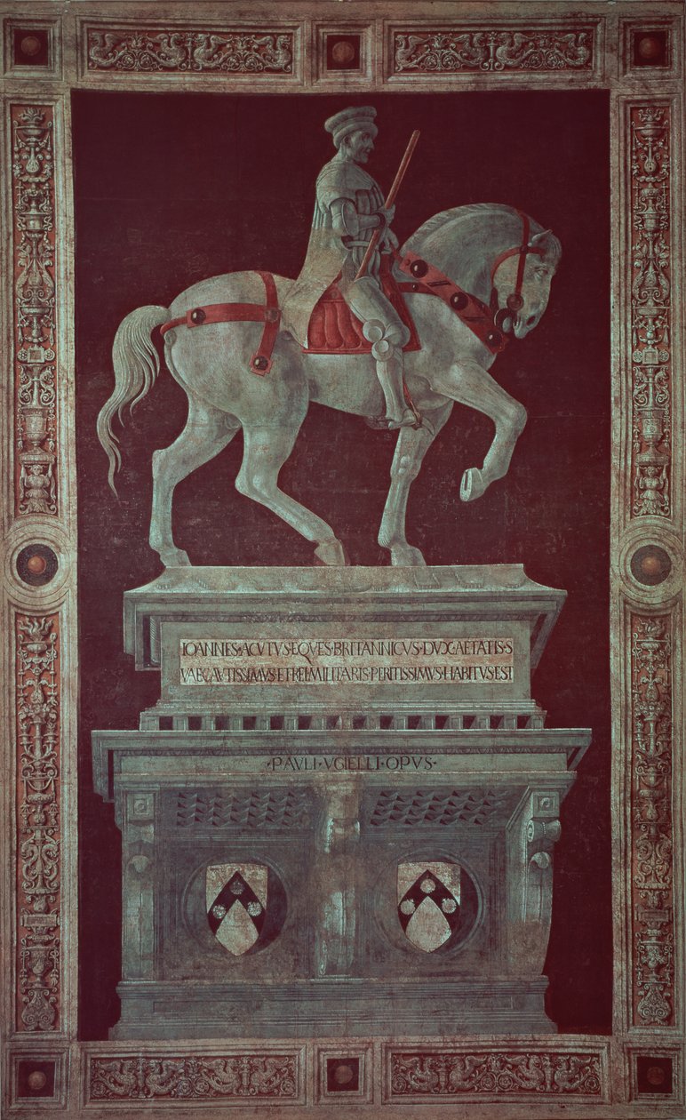 Sir John Hawkwoodin (1320-94) ratsastusmonumentti, 1436 (fresko siirretty kankaalle) tekijältä Paolo Uccello
