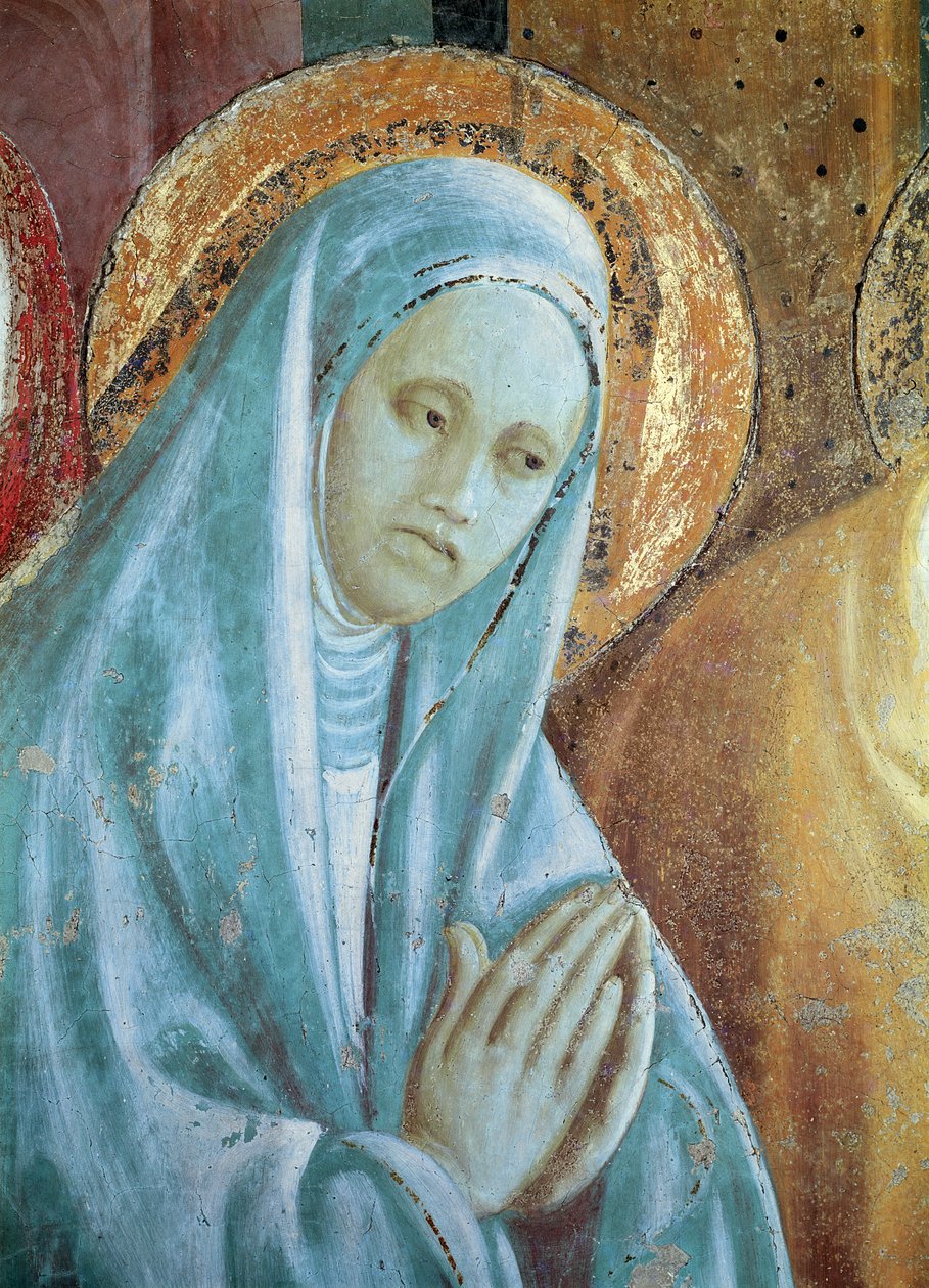 Pyhän Annan pää Marian esittelystä temppelissä, 1433-34 (yksityiskohta) tekijältä Paolo Uccello