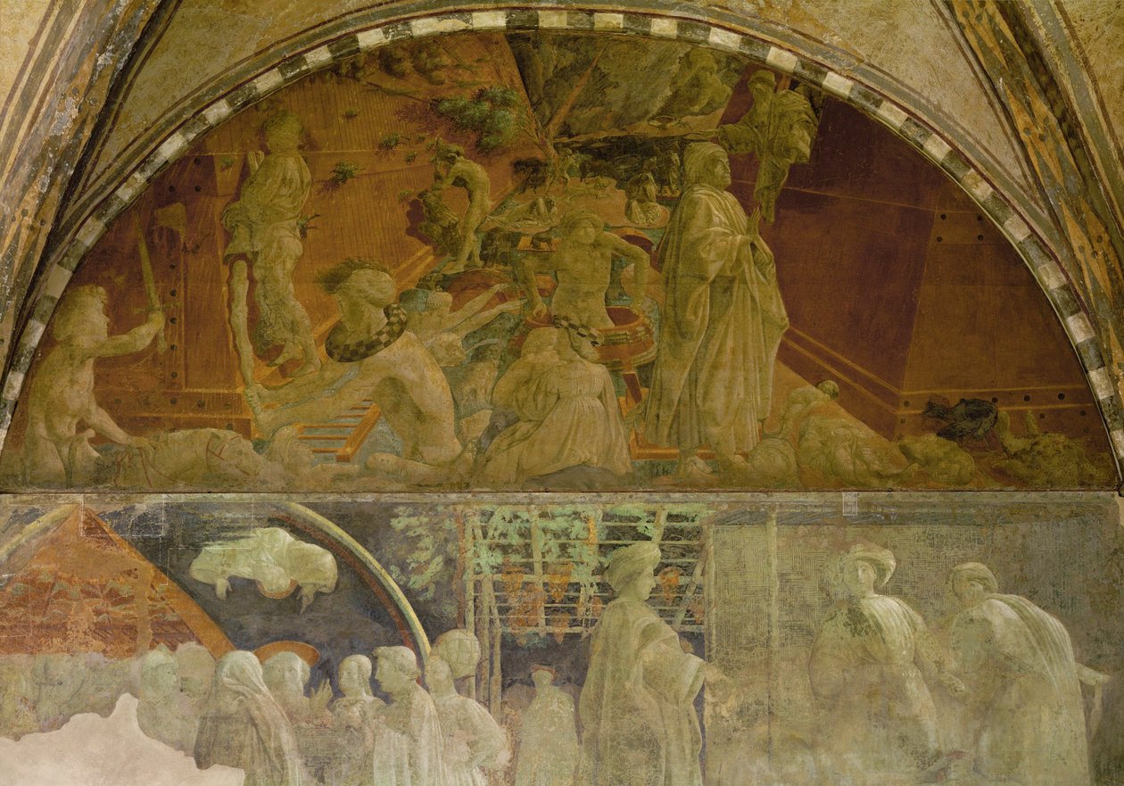 Nooa ja vedenpaisumus, fresko Chiostro Verden, "vihreän luostarin", freskon vihertävän yksivärisyyden vuoksi (fresko). tekijältä Paolo Uccello
