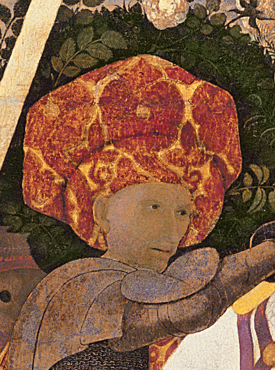 San Romanon taistelu, yksityiskohta Niccolo da Tolentinon (k.1435), firenzeläisten palkkasotureiden johtajan päästä, n.1450-60, tempera taulu paneelilla, yksityiskohta kuvasta 30690. tekijältä Paolo Uccello
