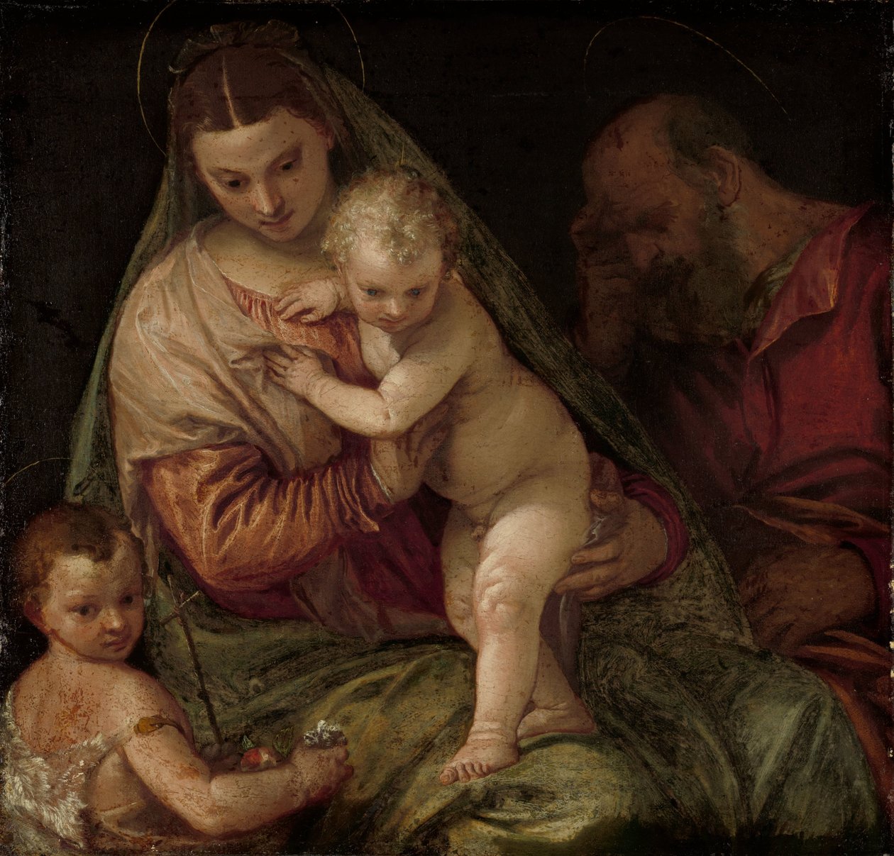 Pyhä perhe Nuoren Pyhän Johanneksen kanssa tekijältä Paolo Veronese (workshop of)
