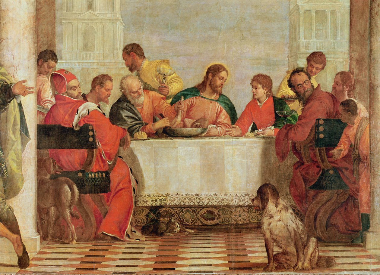 Yksityiskohta juhlasta Levin talossa, 1573 (yksityiskohta 227605) tekijältä Paolo Veronese