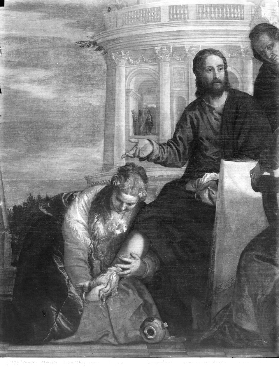 Ateria Simon fariseuksen talossa, yksityiskohta keskiosasta, 1570 tekijältä Paolo Veronese