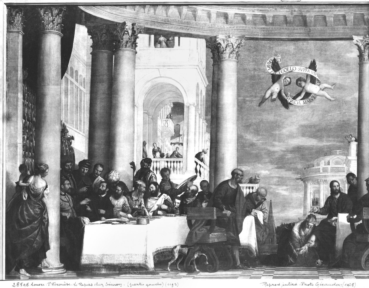 Ateria Simon fariseuksen talossa, yksityiskohta vasemmasta reunasta, 1570 tekijältä Paolo Veronese