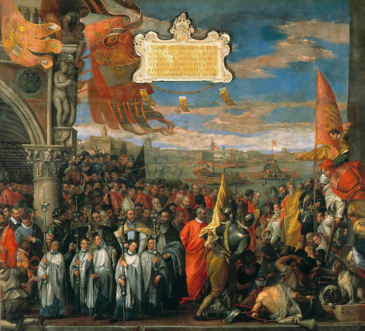 Doge Andrea Contarinin voittoisa paluu Chioggian voiton jälkeen, 1580. tekijältä Paolo Veronese