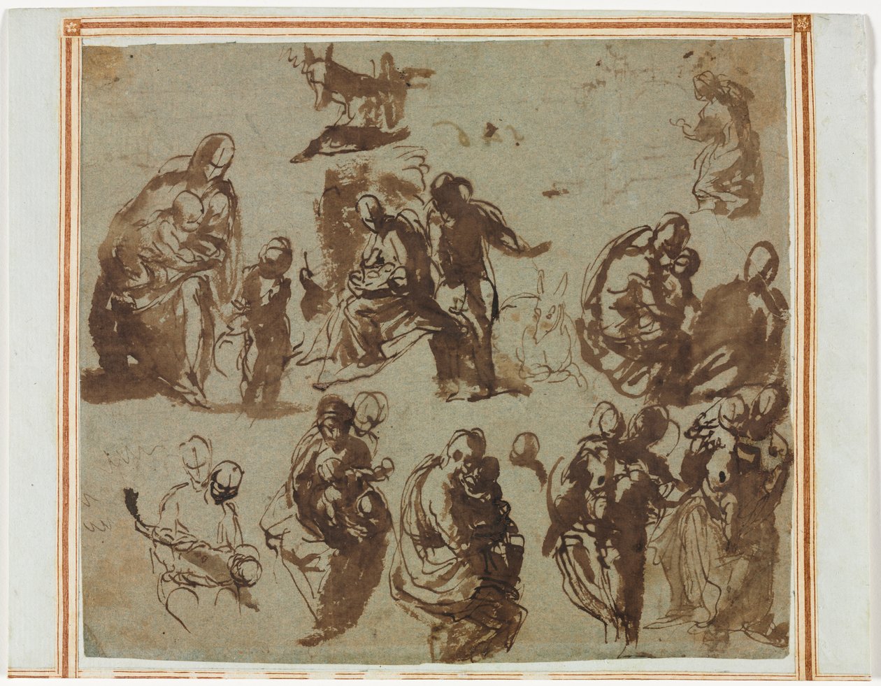 Erilaisia luonnoksia Madonnasta ja lapsesta (recto) tekijältä Paolo Veronese
