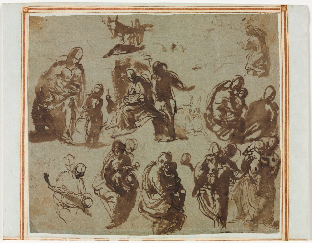 Erilaisia luonnoksia Madonnasta ja lapsesta, n. 1580. tekijältä Paolo Veronese