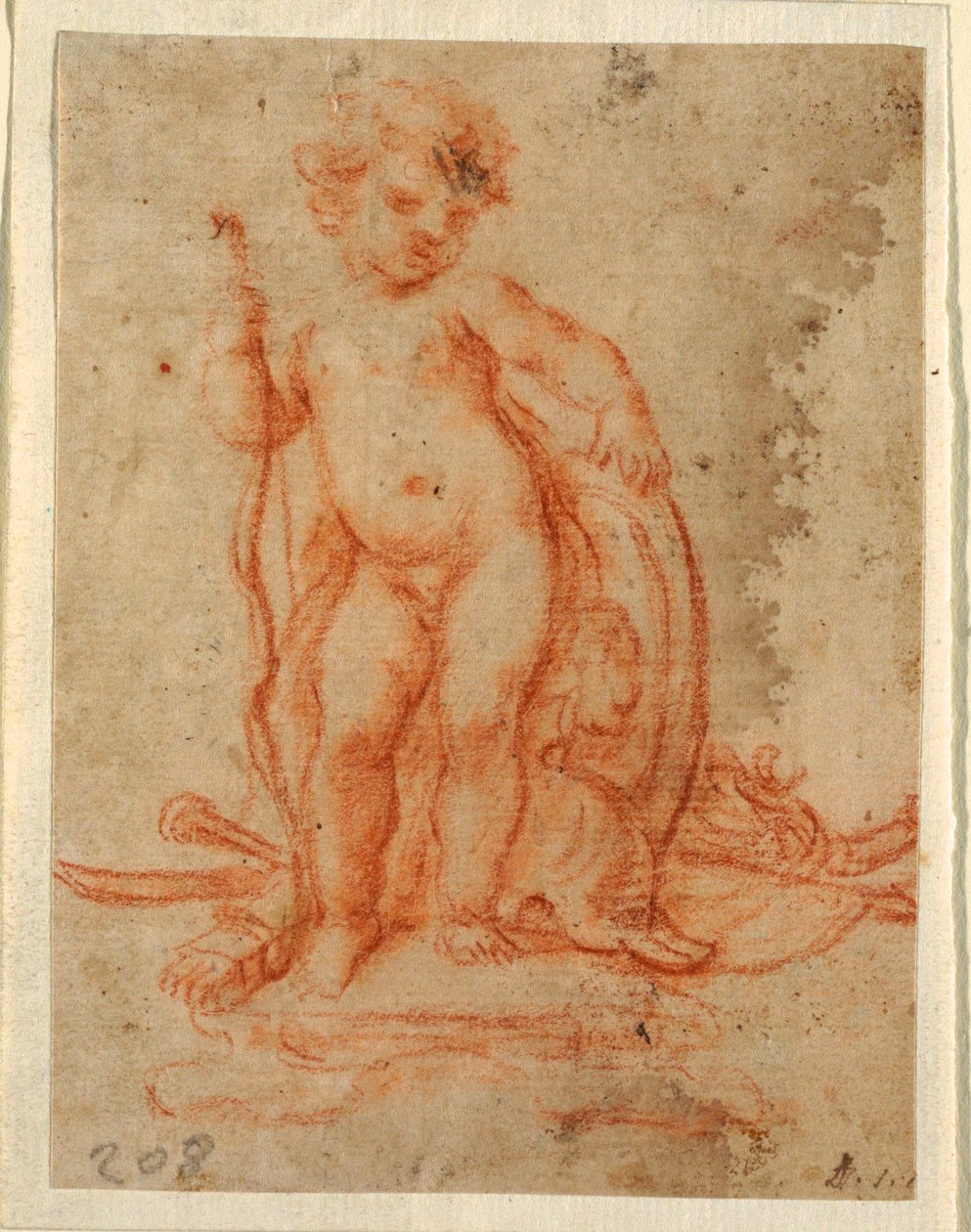 Piirustus, Amorin ja vaakunapokaalin luonnos, 1710-28. tekijältä Paolo de Mattheis