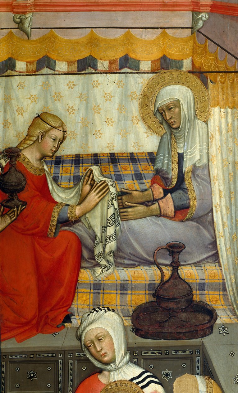 Paolo di Giovanni Fein (noin 1345- noin 1411) Neitsyt Marian syntymää esittävä alttaritaulu, tempera puulle, yksityiskohta. tekijältä Paolo di Giovanni Fei