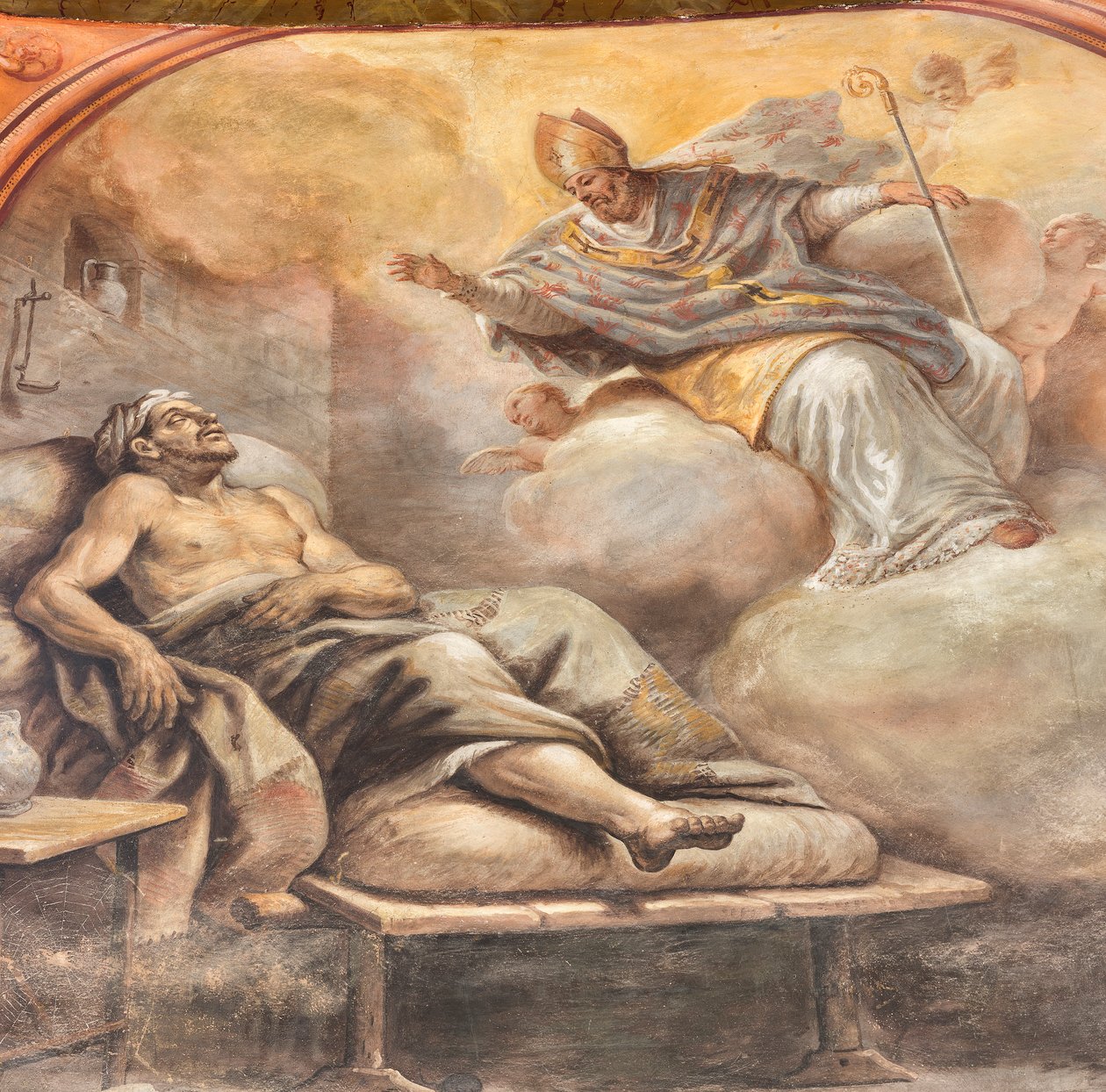 Paolo de Matteisin freskot vuodelta 1714 holvissa ja rummussa, jotka kuvaavat pyhimyksen elämää, San Cataldon kappeli katedraalissa, Taranto, Italia (kuva). tekijältä Paolo di Matteis