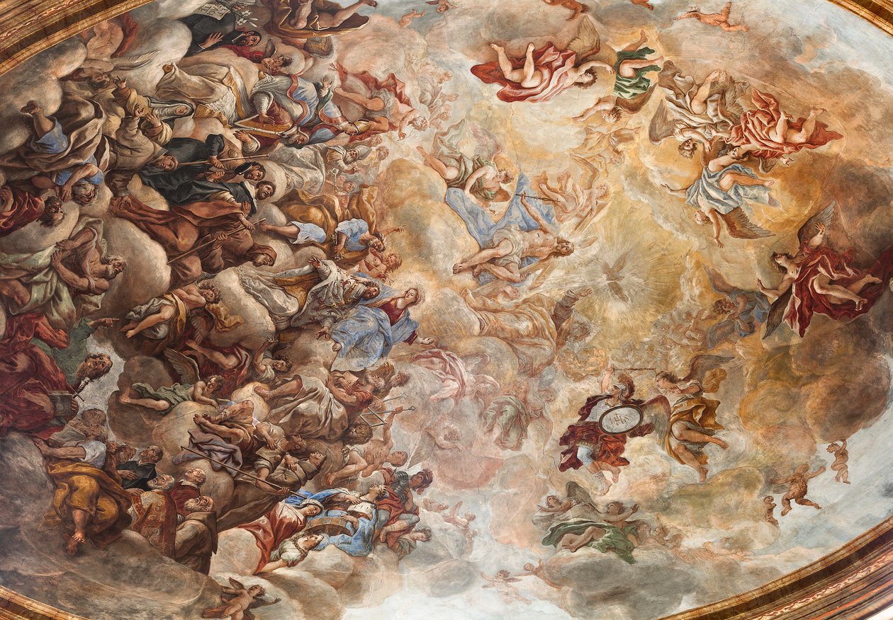 Paolo de Matteisin freskot vuodelta 1714 holvissa ja rummussa, jotka kuvaavat pyhimyksen elämää, San Cataldon kappeli katedraalissa, Taranto, Italia (kuva). tekijältä Paolo di Matteis