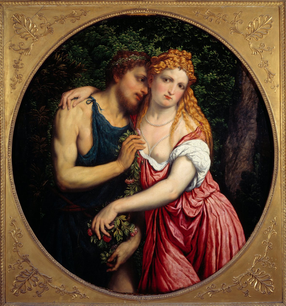 Daphnis ja Chloe. Mytologinen esitys pariskunnasta. Maalaus Paris Bordonista tai Bordonesta (1500-1571) tekijältä Paris Bordone