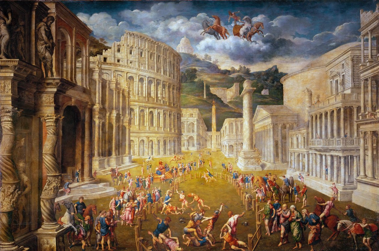 Taistelevat gladiaattorit, c. 1560 tekijältä Paris Bordone