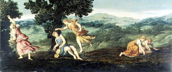 Mytologinen kohtaus, n. 1530 (paneeli) tekijältä Paris Bordone