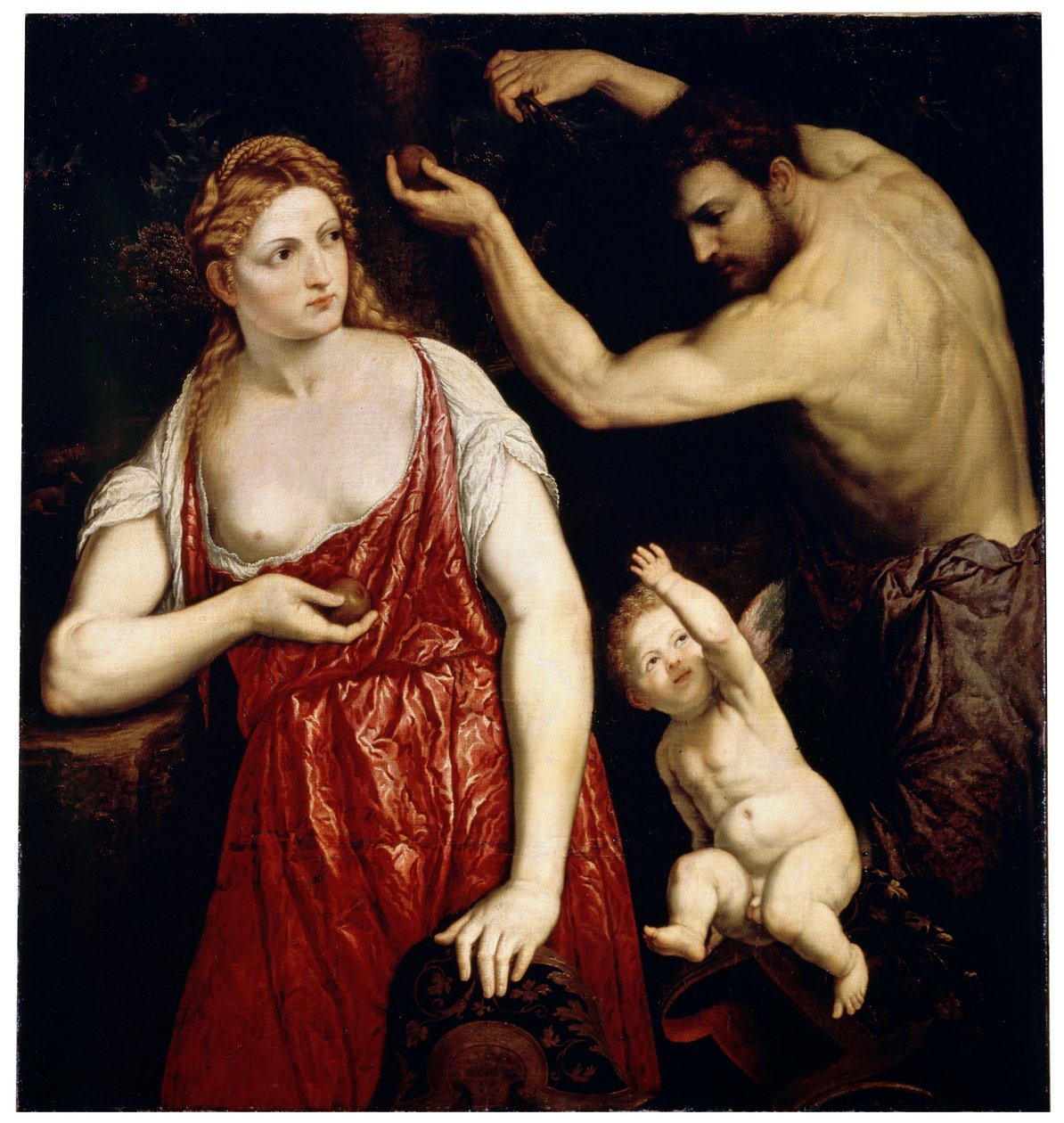 Venus ja Mars Cupidon kanssa, 1550-luku tekijältä Paris Bordone