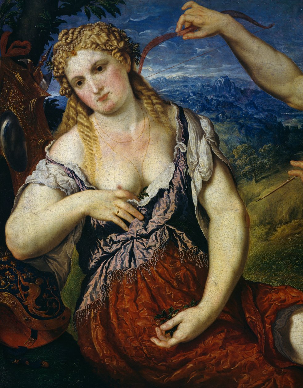 Venus, yksityiskohta Venuksesta, kasvistosta, Marsista ja Cupidosta (Allegoria) tekijältä Paris Bordone