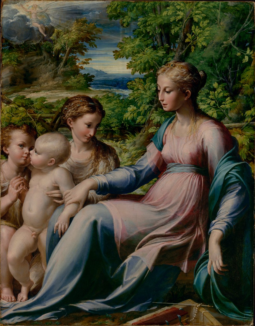 Parmigianino - Neitsyt ja lapsi Pyhän Johannes Kastajan ja Maria Magdaleenan kanssa tekijältä Parmigianino