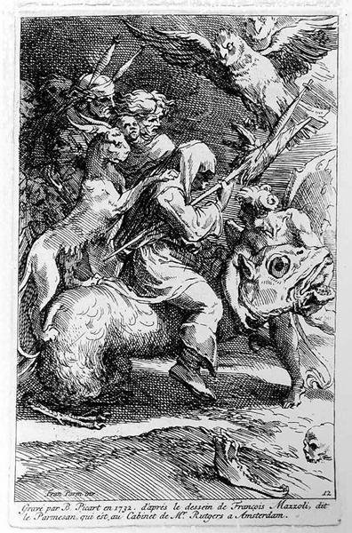 The Witches Sabbath, kaiverrus Bernard Picart (1673-1733) 1732 tekijältä Parmigianino