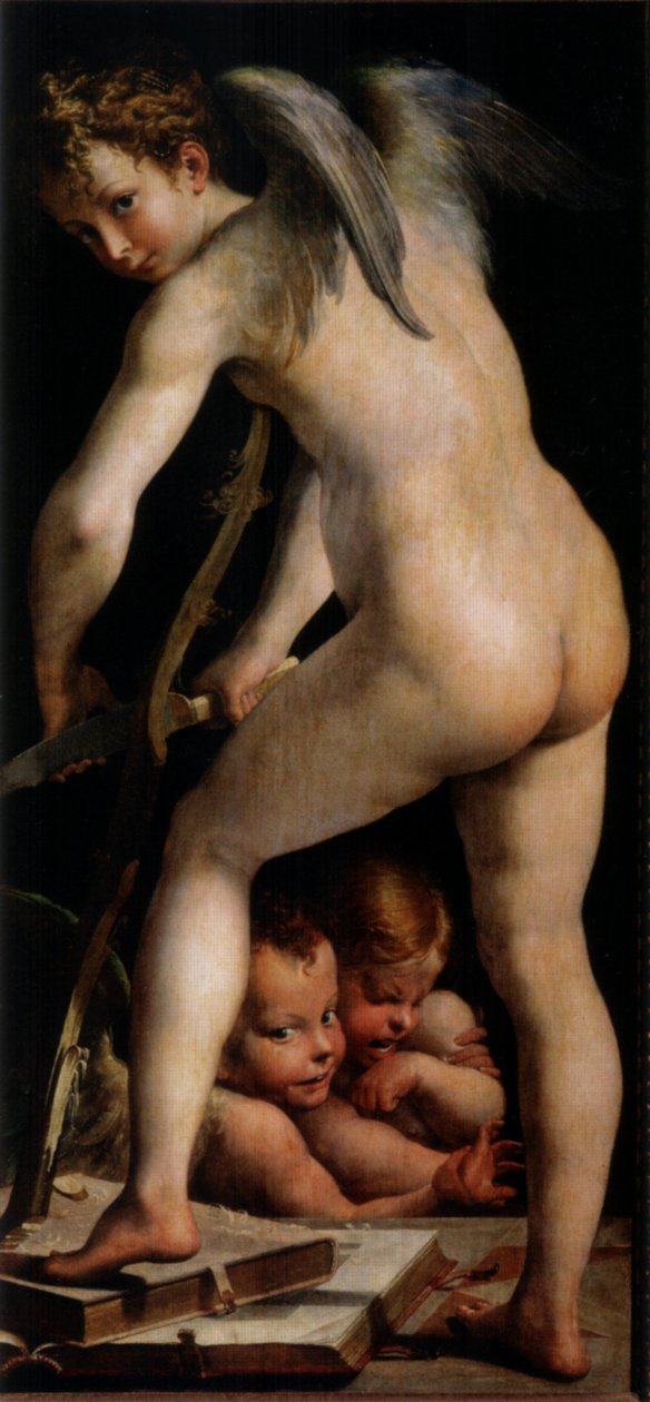 Cupido che fabbrica larco tekijältä Parmigianino