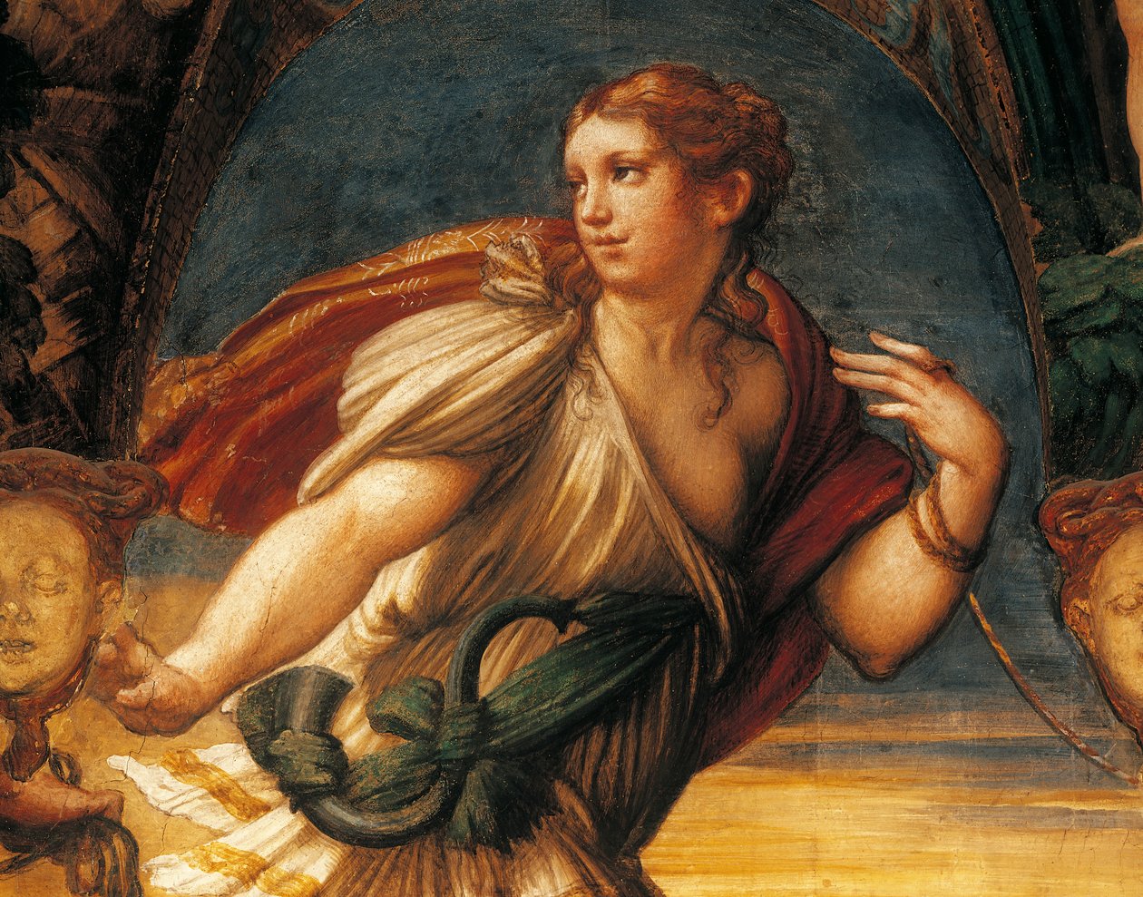 Francesco Mazzolan legenda Dianasta ja Actaeonista, tunnetaan nimellä Parmigianino (1503-1540), fresko, yksityiskohta, Rocca Sanvitale, Fontanellato, Emilia Romagna tekijältä Parmigianino