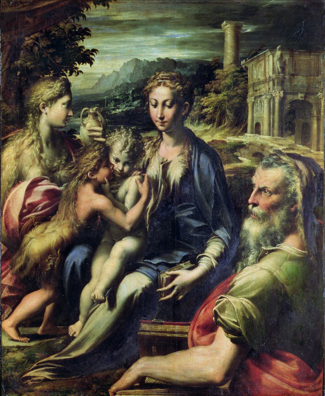 Madonna Pyhän Sakariaan kanssa, n. 1527-30 (öljy kankaalle) tekijältä Parmigianino