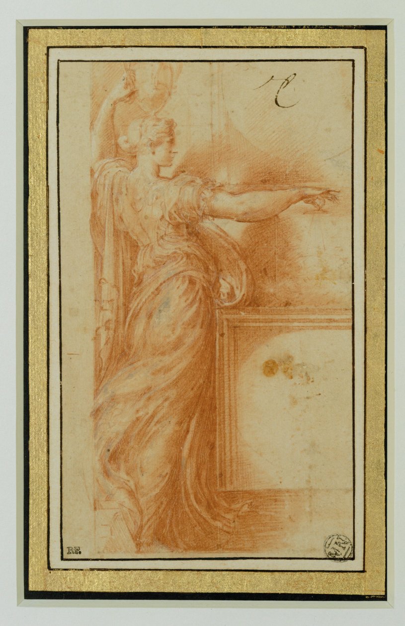 Kanefori. Sanguine, valkoiset korostukset, beige paperi ... tekijältä Parmigianino (1503 40)