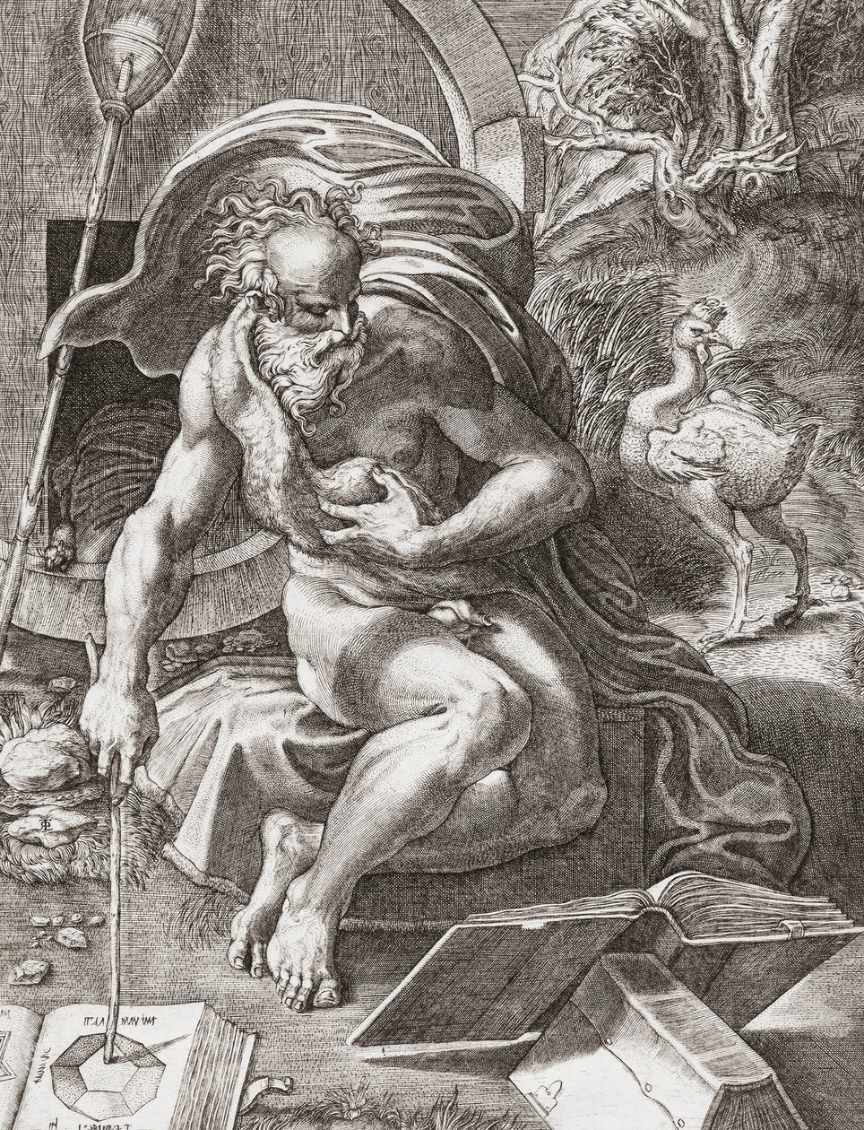 Diogenes, 3. vuosisadalla eKr. kreikkalainen filosofi (kaiverrus) tekijältä Parmigianino 