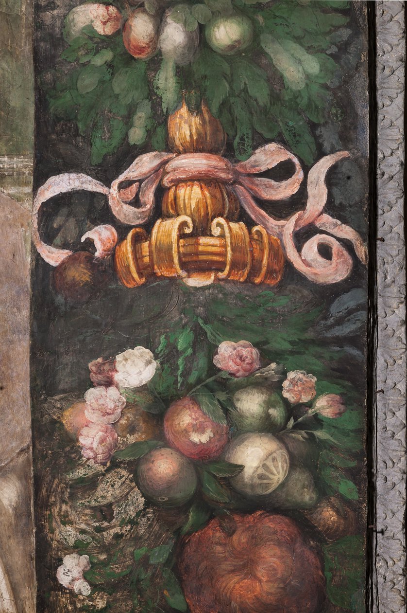 Koristeellinen yksityiskohta kukilla ja hedelmillä, n.1523 (fresko) tekijältä Parmigianino