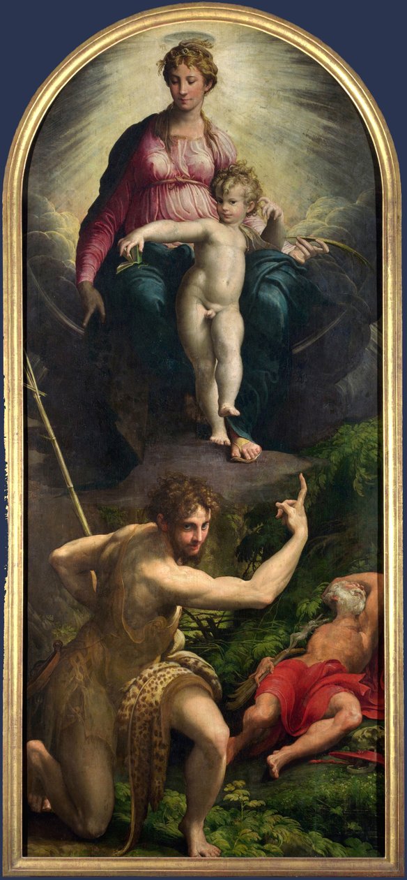 Madonna ja lapsi St. Johnin ja St. Hieronymen kanssa tekijältä Parmigianino