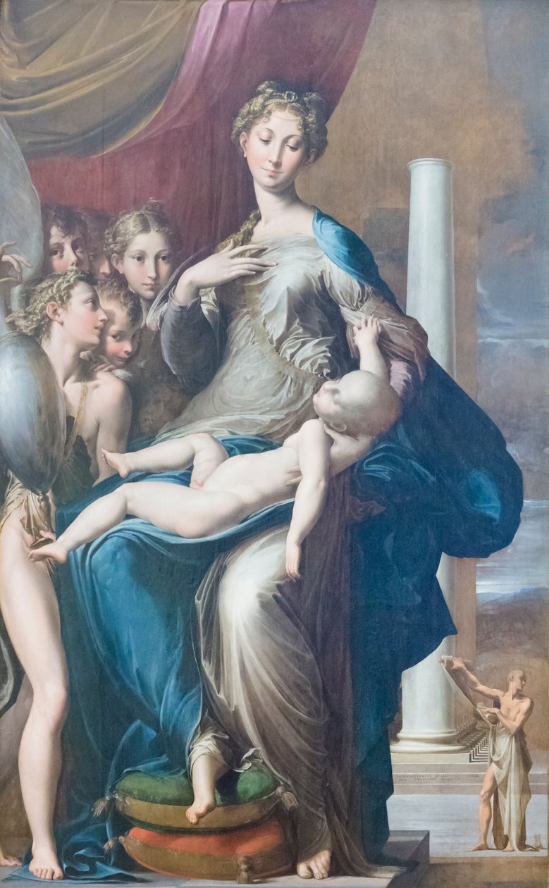 Madonna ja lapsi enkelien kanssa, tunnetaan pitkän kaulan Madonna tekijältä Parmigianino (1503 40)