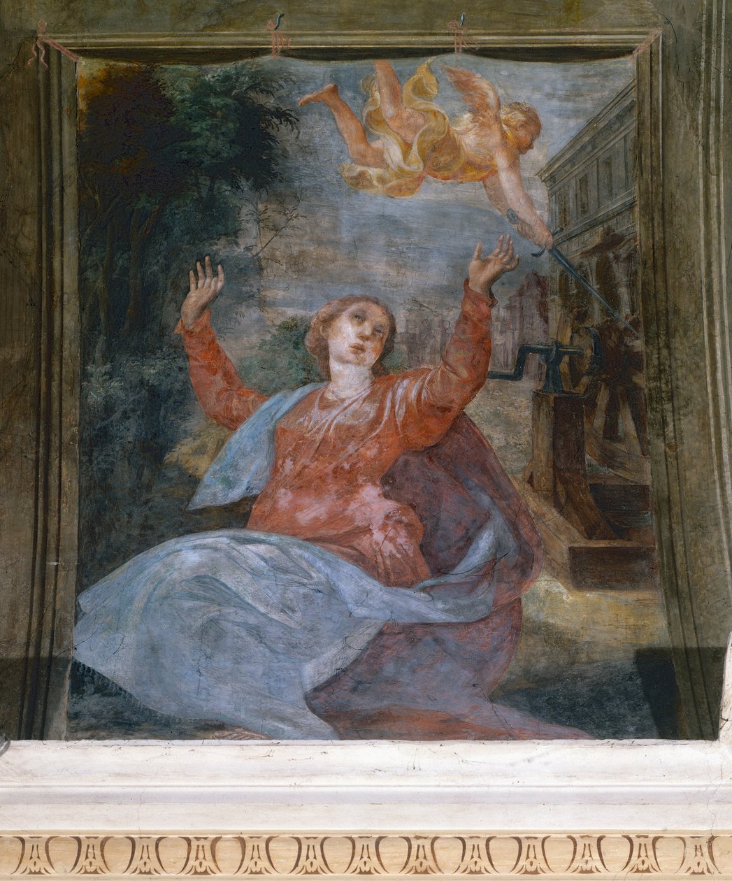 Saint Agatha, Parmigianino (1503-1540), fresko, San Giovanni Evangelistan kirkko, Parma, Emilia-Romagna, Italia tekijältä Parmigianino