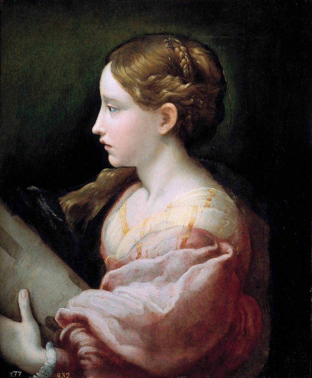"" Sainte Barbe "" Peinture de Francesco Mazzola Il Parmigianino dit Le Parmesan (1503-1540) vers 1522 Museo del Prado, Madrid tekijältä Parmigianino