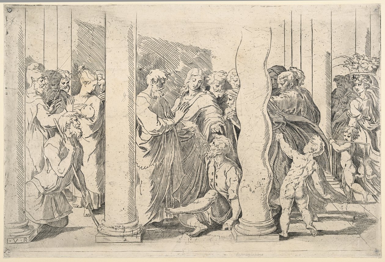 Pyhät Pietari ja Johannes parantavat rammaa miestä Golden Gatessa tekijältä Parmigianino