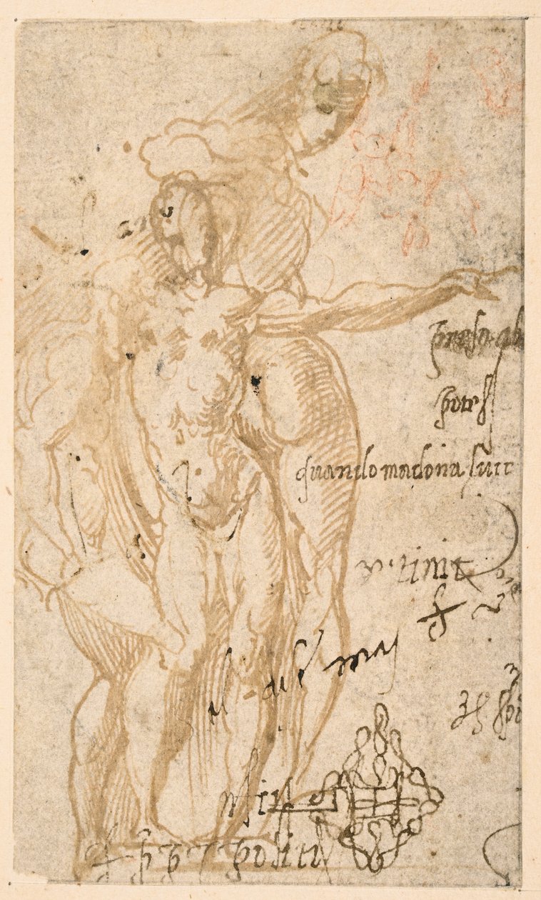 Tutkimus kolmesta alastonhahmosta (recto) tekijältä Parmigianino
